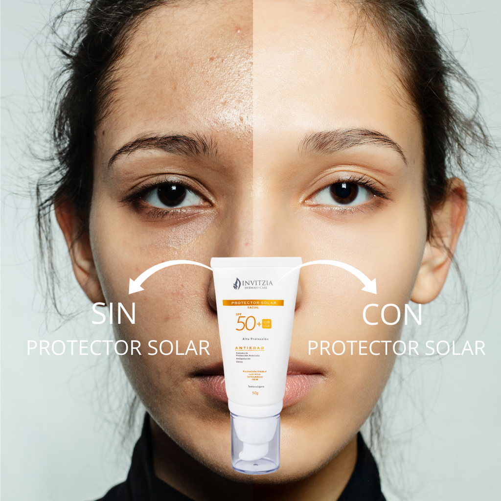Protector solar facial y contorno de ojos SPF 50+ antiedad